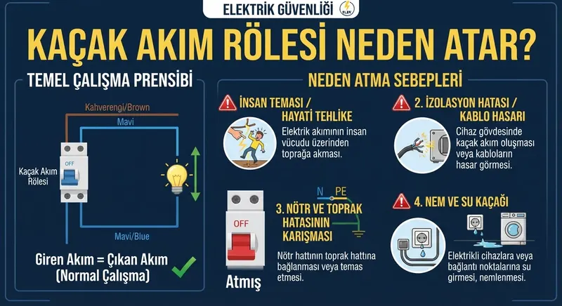 Sigorta panosundaki kaçak akım rölesini kontrol eden elektrik ustası